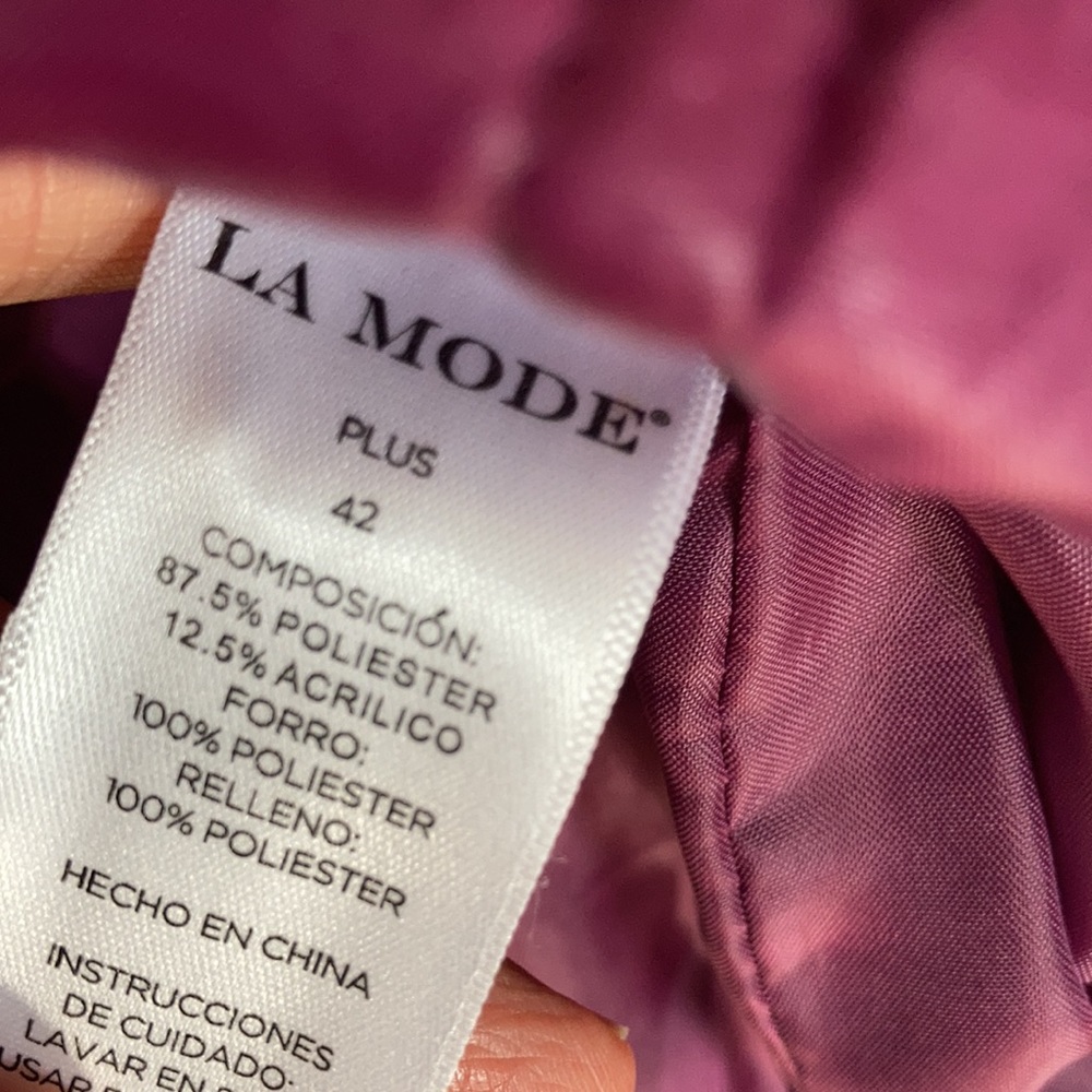 La mode plus size detachable faux fur collar quilted coat w belt 42 - Picture 11 of 17